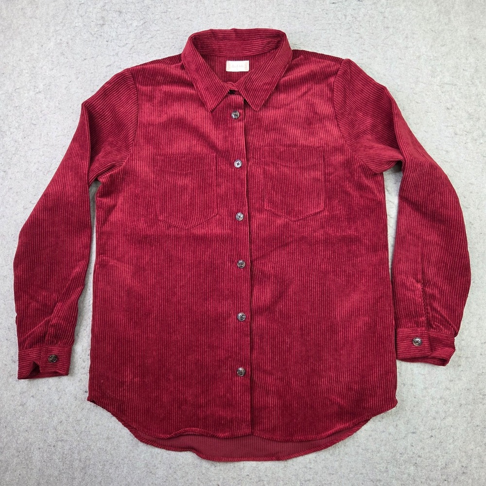 Altar'd State Corduroy Shacket Womens L Red Long Sleeve Button-Up Top Fall